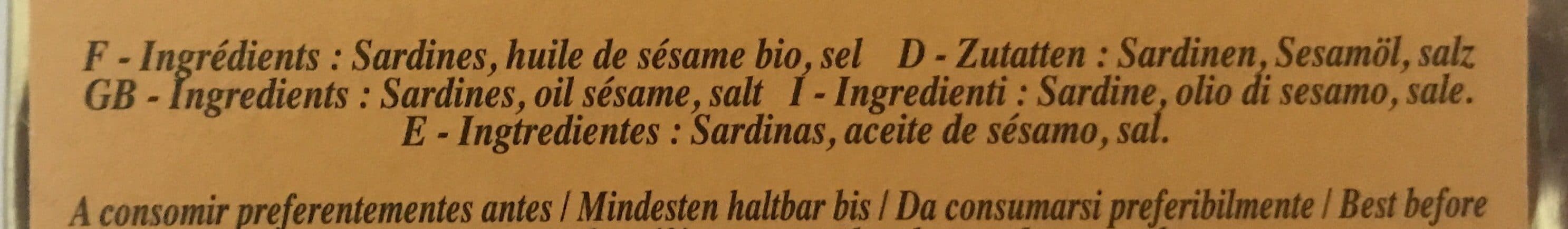 La Quiberonnaise Sardine a l'huile de sesame bio packshot