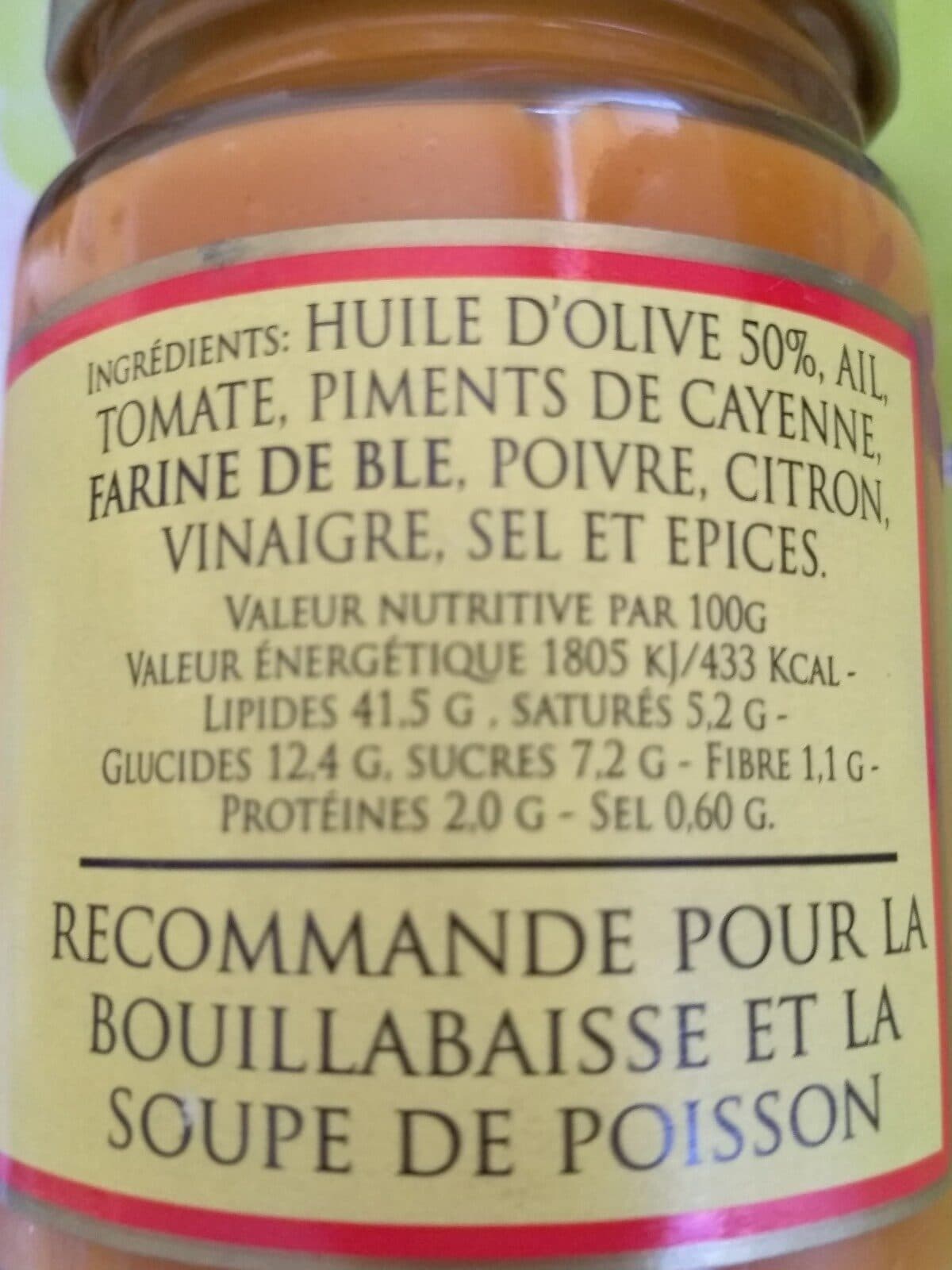 Open Food Facts Sauce Rouille à l'huile d'olive packshot