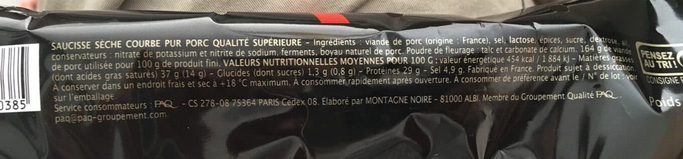 Montagne Noire Saucisse sèche courbe packshot