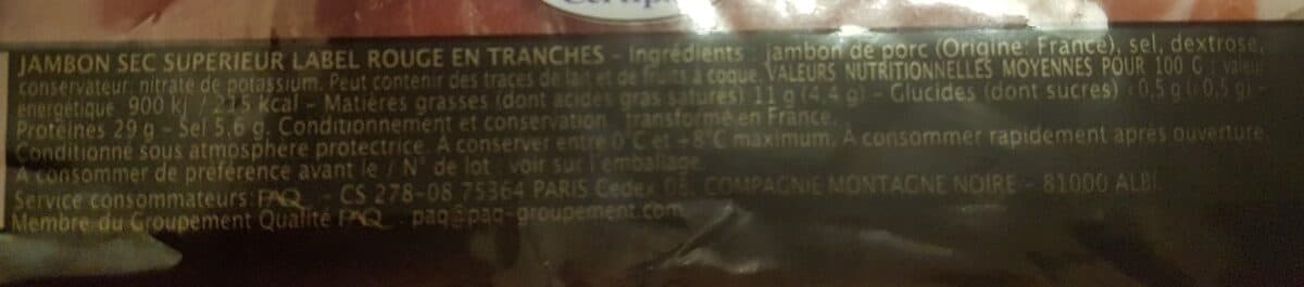Montagne Noire Jambon Supererieur Sec 9 Mois Label Rouge Montagne Noir packshot
