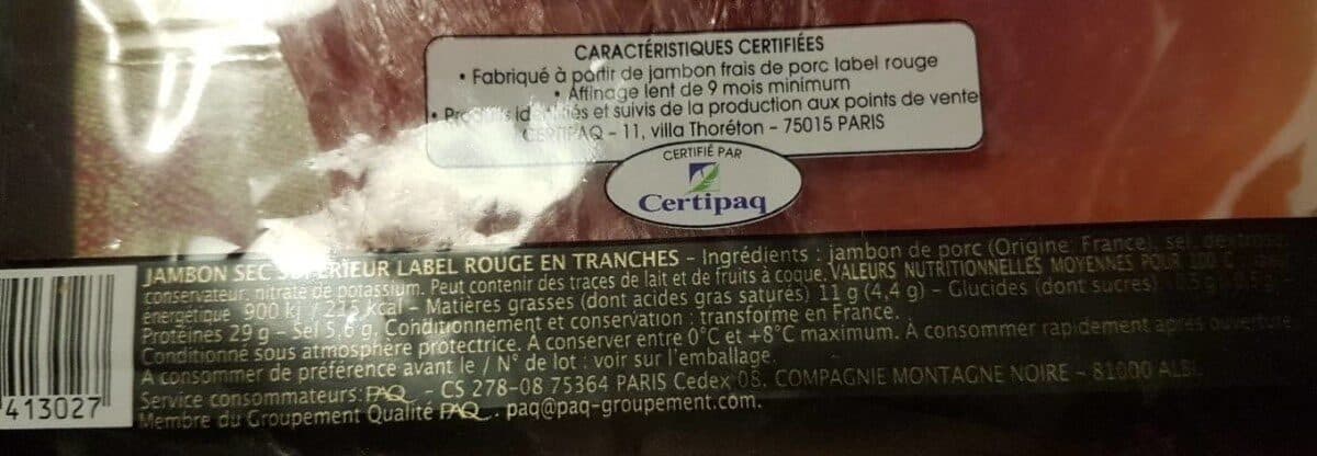 Montagne Noire Jambon Supererieur Sec 9 Mois Label Rouge Montagne Noir packshot