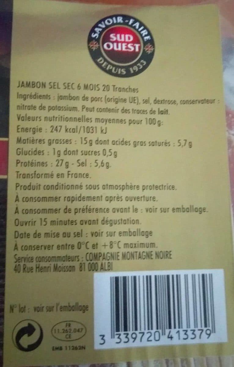 Montagne Noire Jambon Sel Sec 6 mois packshot