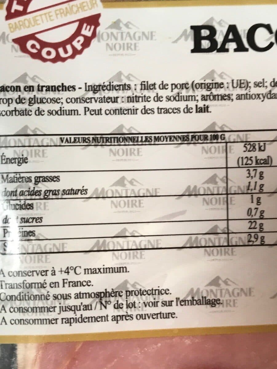 Montagne Noire Bacon fume 10 tranches packshot