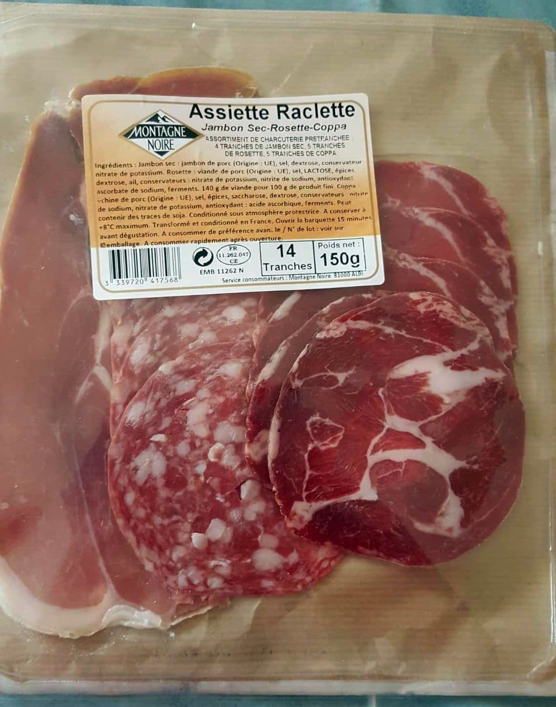 Montagne Noire Assiette Raclette Jambon sec-Rosette-Coppa packshot