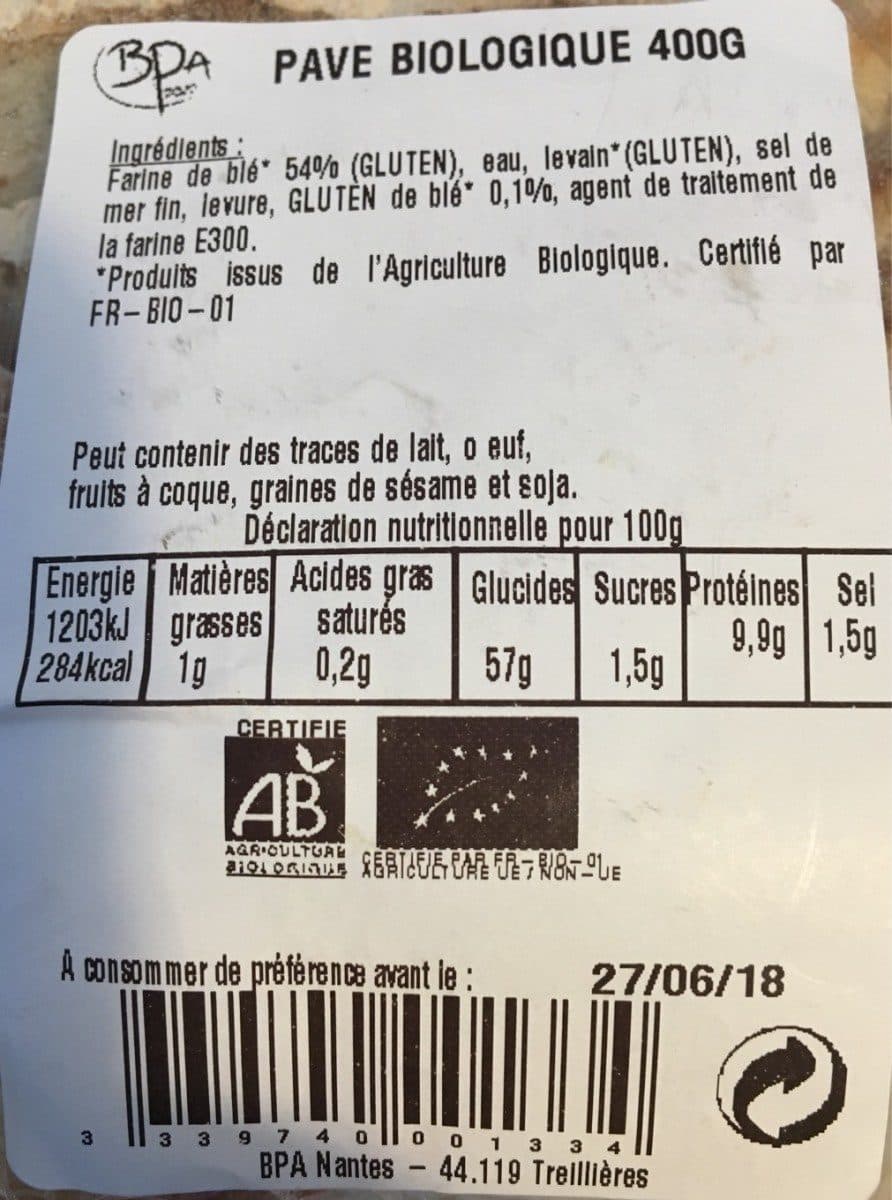 BPA Pavé biologique packshot