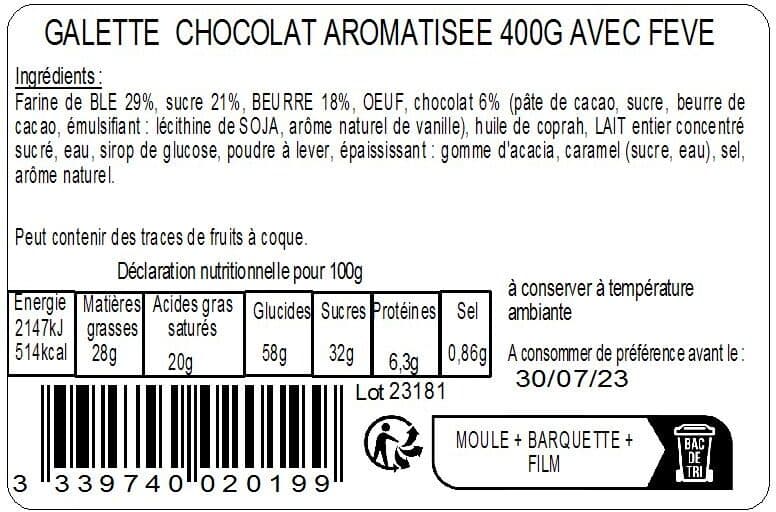 BPA Galette sablée chocolat aromatisée 400g packshot