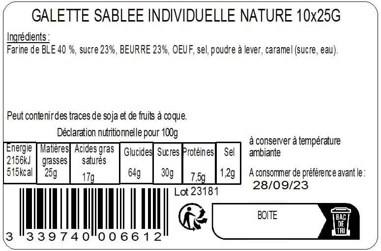BPA Galettes sablées nature individuelles packshot