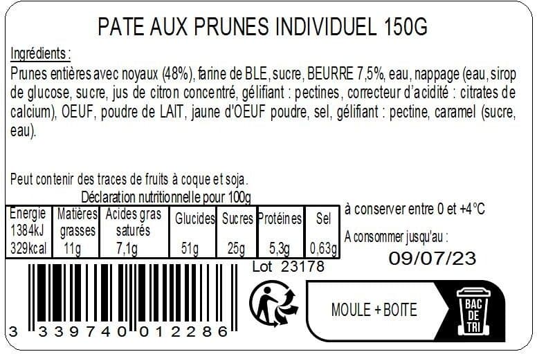 BPA Pâté aux prunes individuel packshot