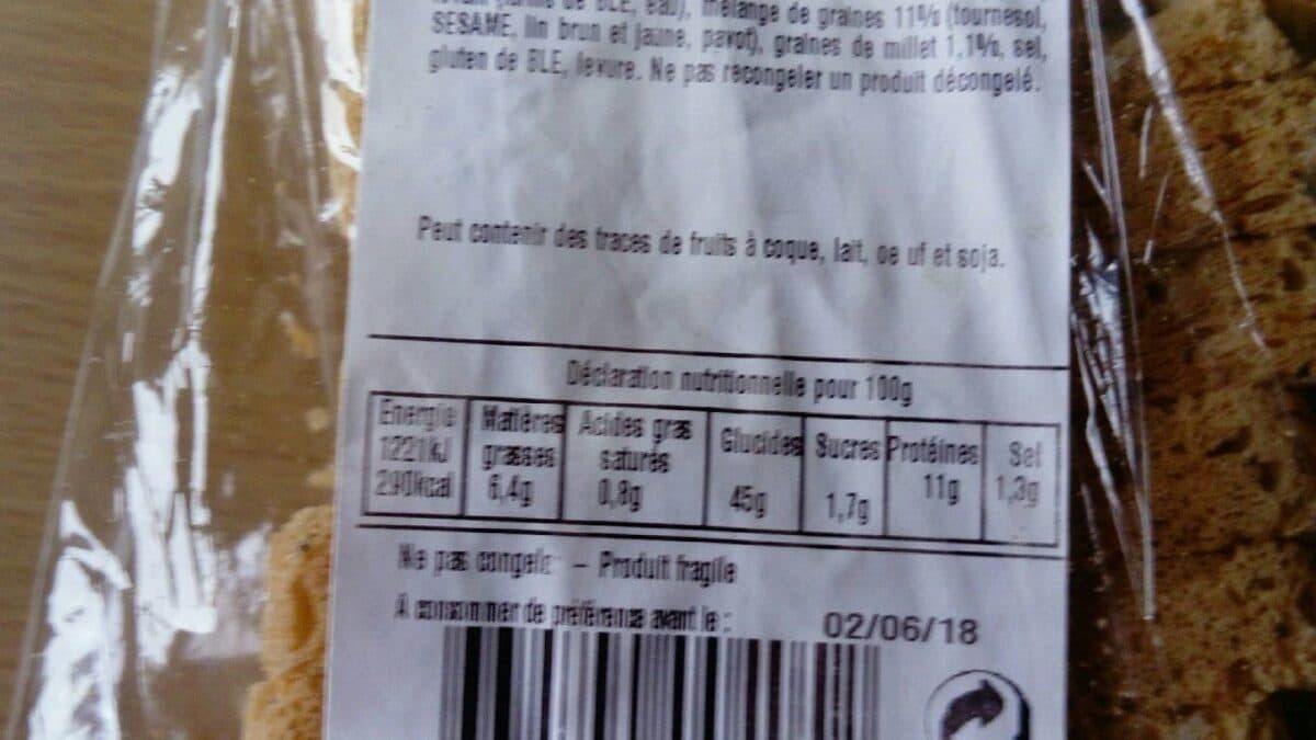 Open Food Facts Pain moulé aux céréales packshot