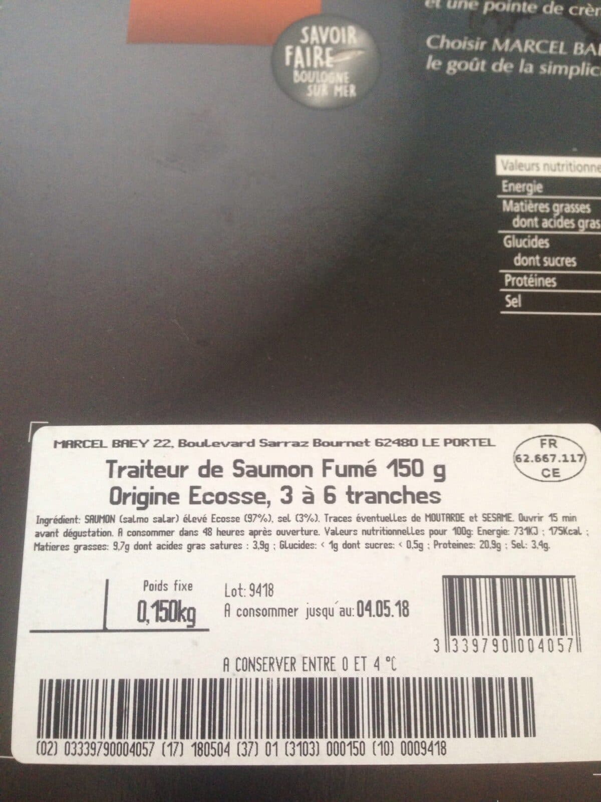 Open Food Facts Saumon atlantique Fumé packshot