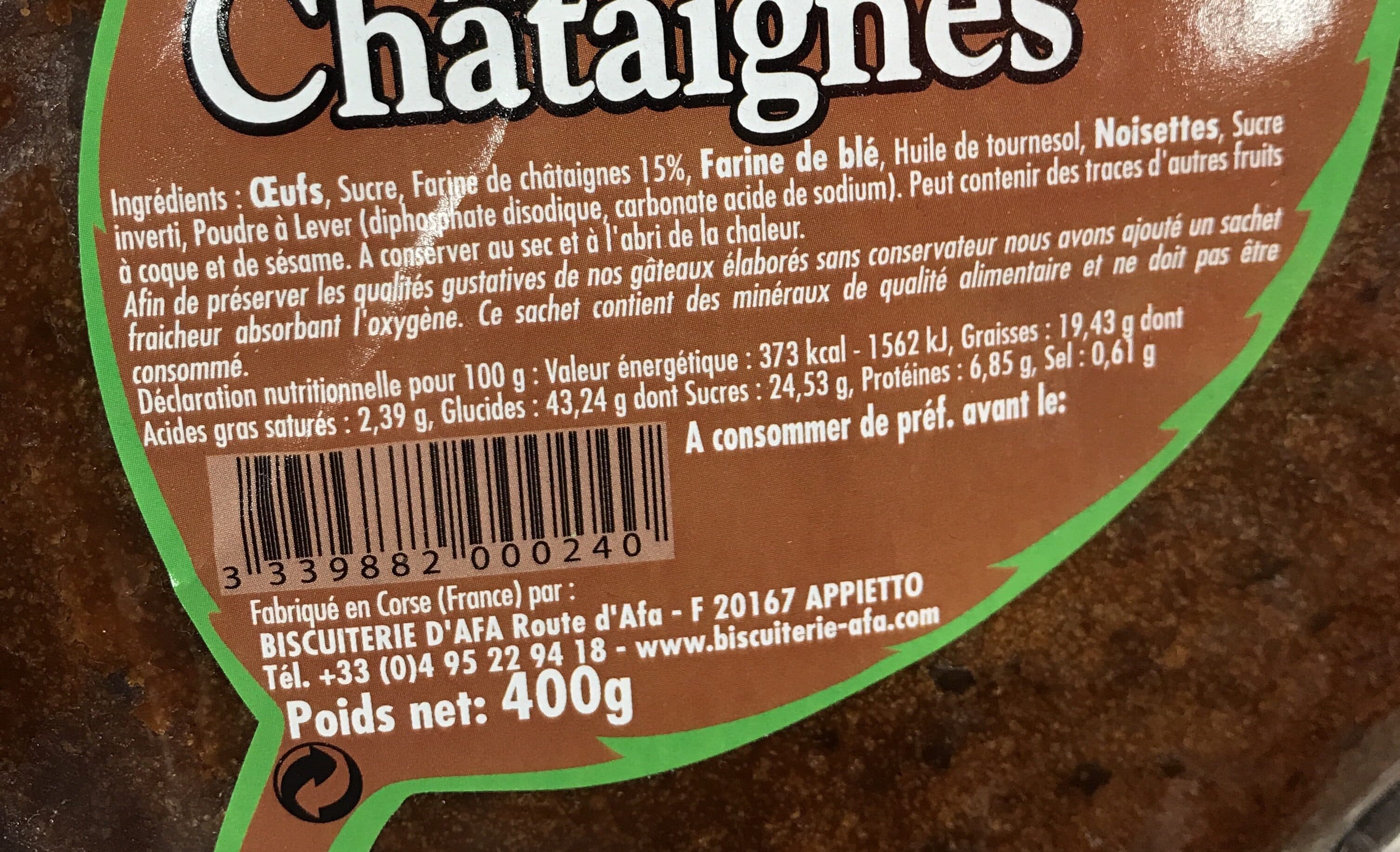 Afa Biscuiterie Gâteau Corse à la farine de châtaignes packshot