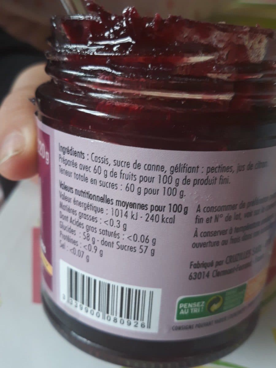 Cruzilles confiture extra de cassis packshot