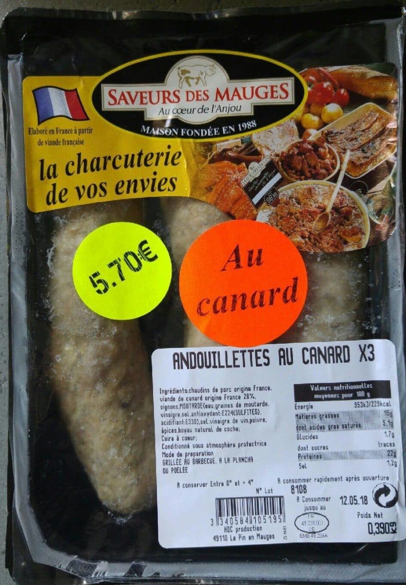 Saveur des Mauges Andouillettes au canard packshot