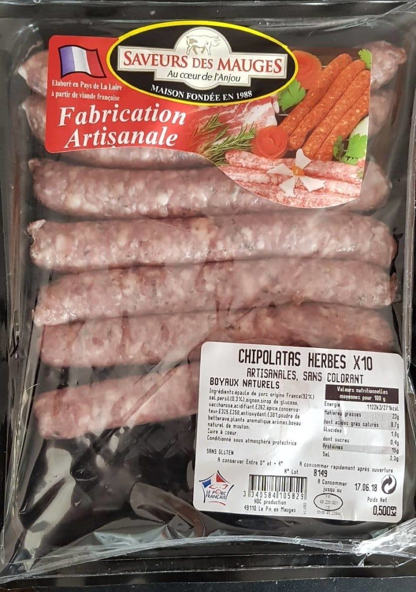 Saveur des Mauges Chipolatas aux herbes artisanales packshot