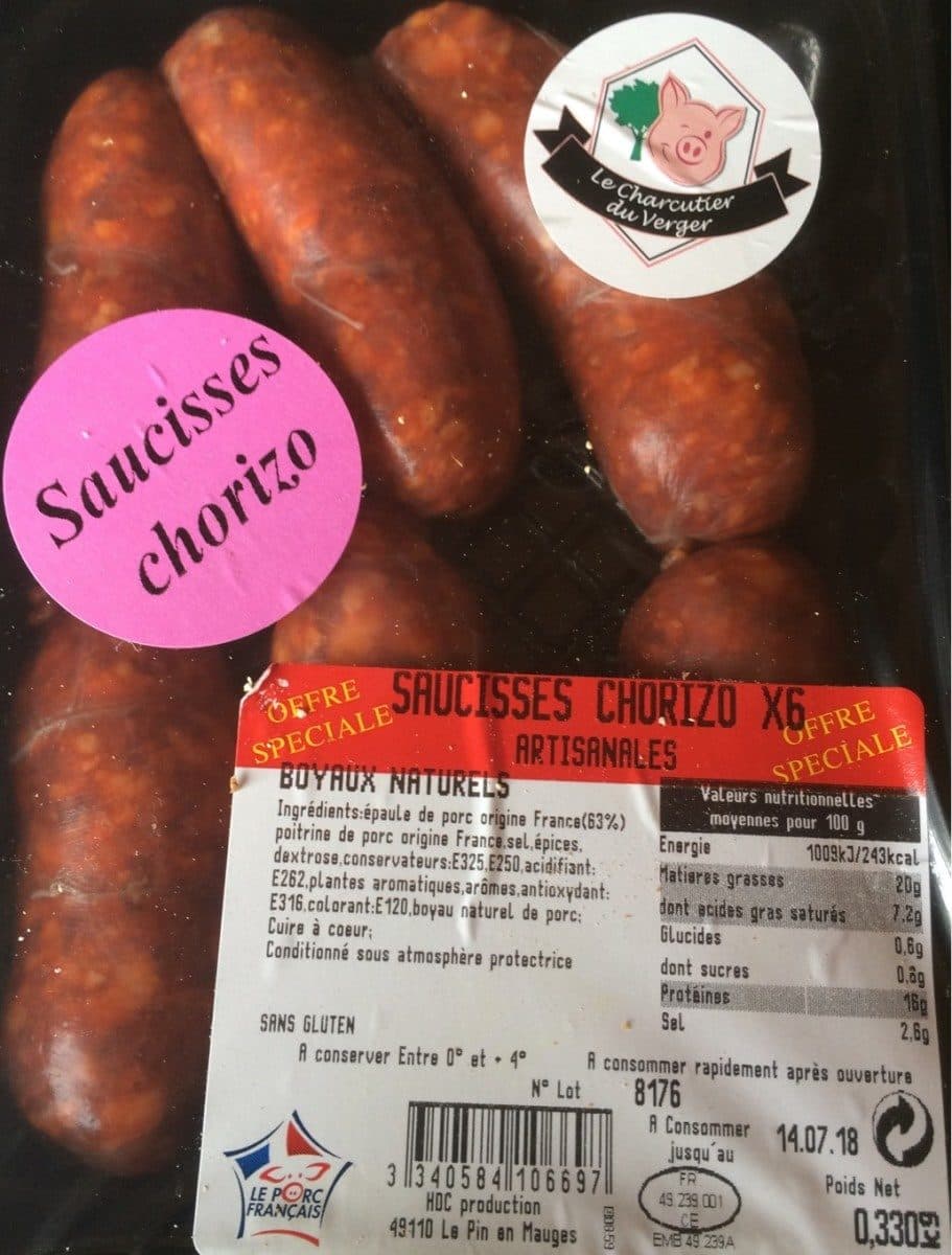 Open Food Facts Saucisses Chorizo Artisanales packshot