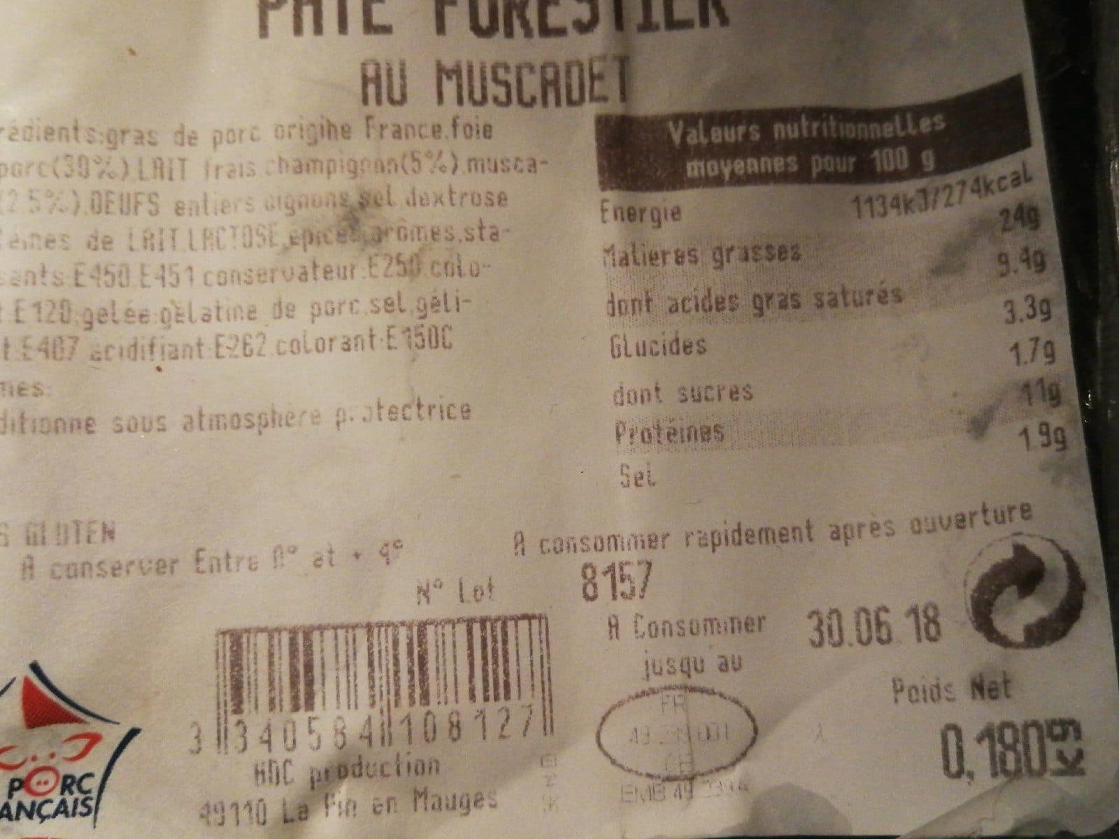 Open Food Facts Terrine de foie angevine forestiere Au Muscadet packshot