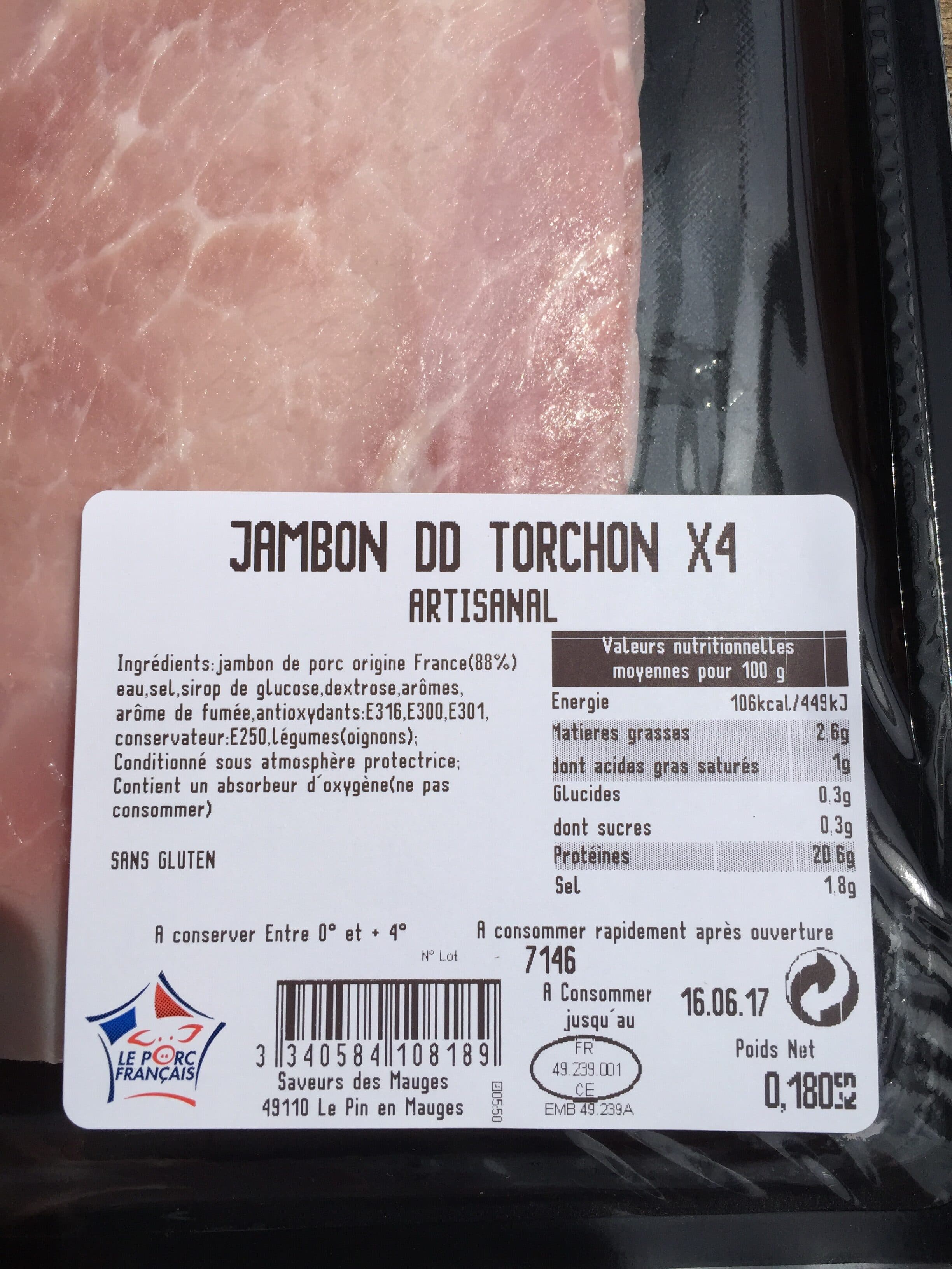 Saveurs des Mauges Jambon au torchon decouenne et degraisse packshot