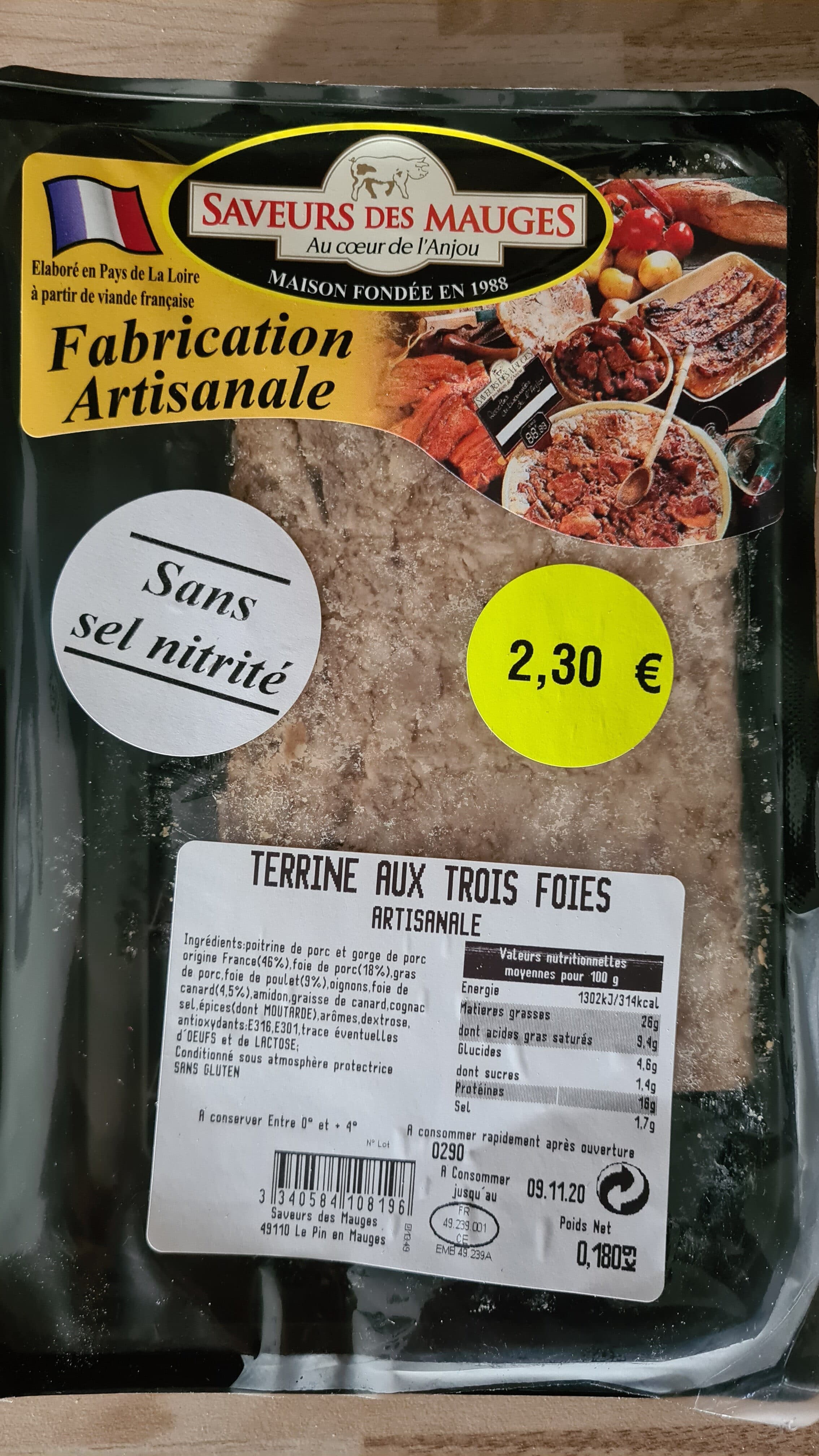 Saveurs des mauges Terrine Aux 3 Foies Saveurs Des Mauges packshot