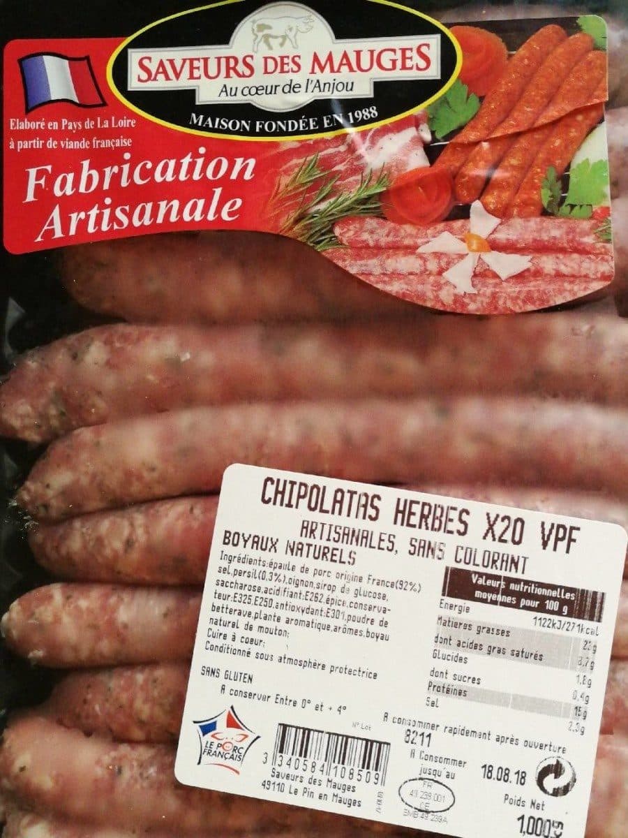 Saveurs des mauges Chipolatas herbes packshot