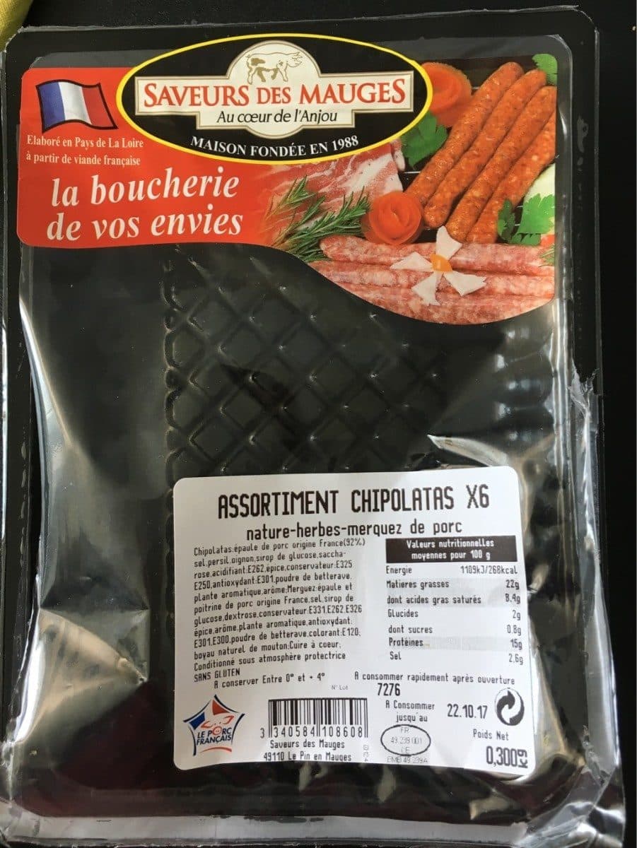 Saveurs des mauges Assortiment Chipolatas *6 packshot