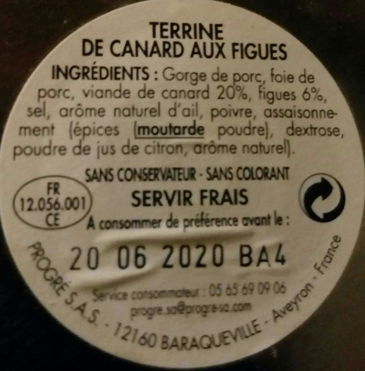 Open Food Facts Terrine de canard aux figues PROGRE packshot