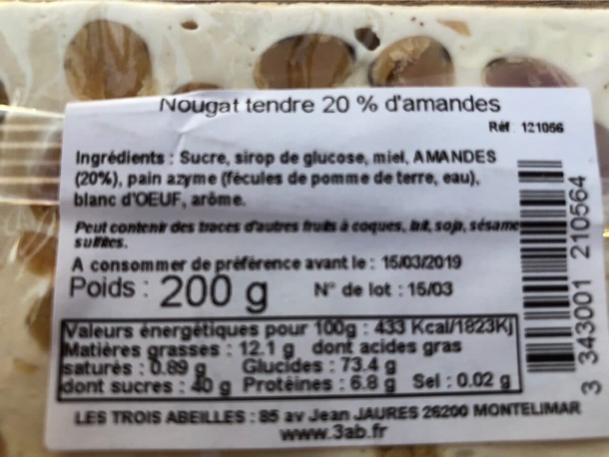 Open Food Facts Nougat aux amandes packshot