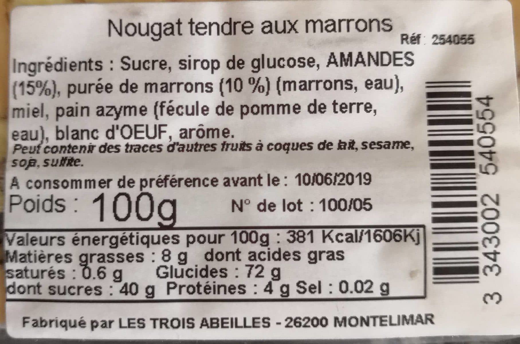 Open Food Facts Nougat marrons et amandes packshot