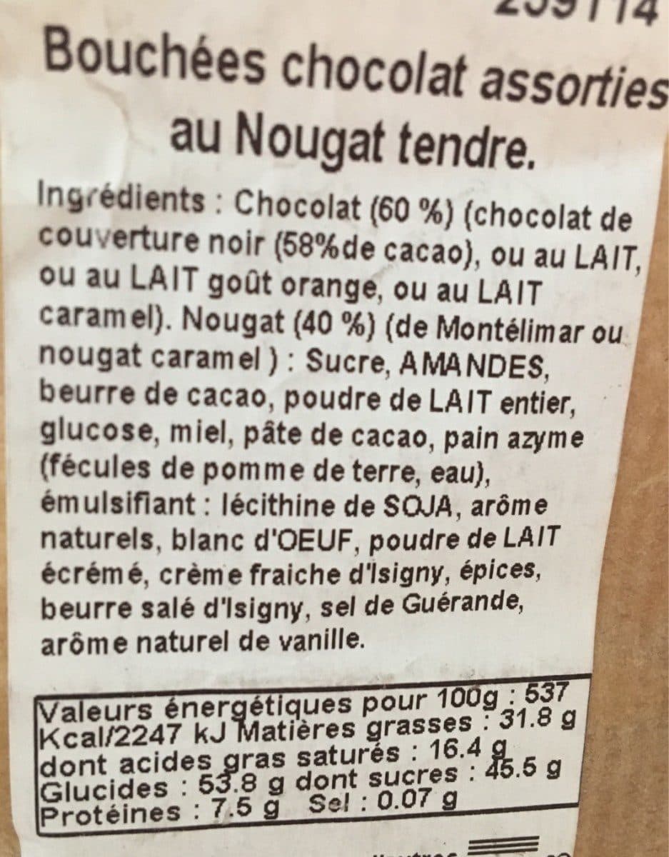 Open Food Facts Chocolat au nougat sans gluten packshot