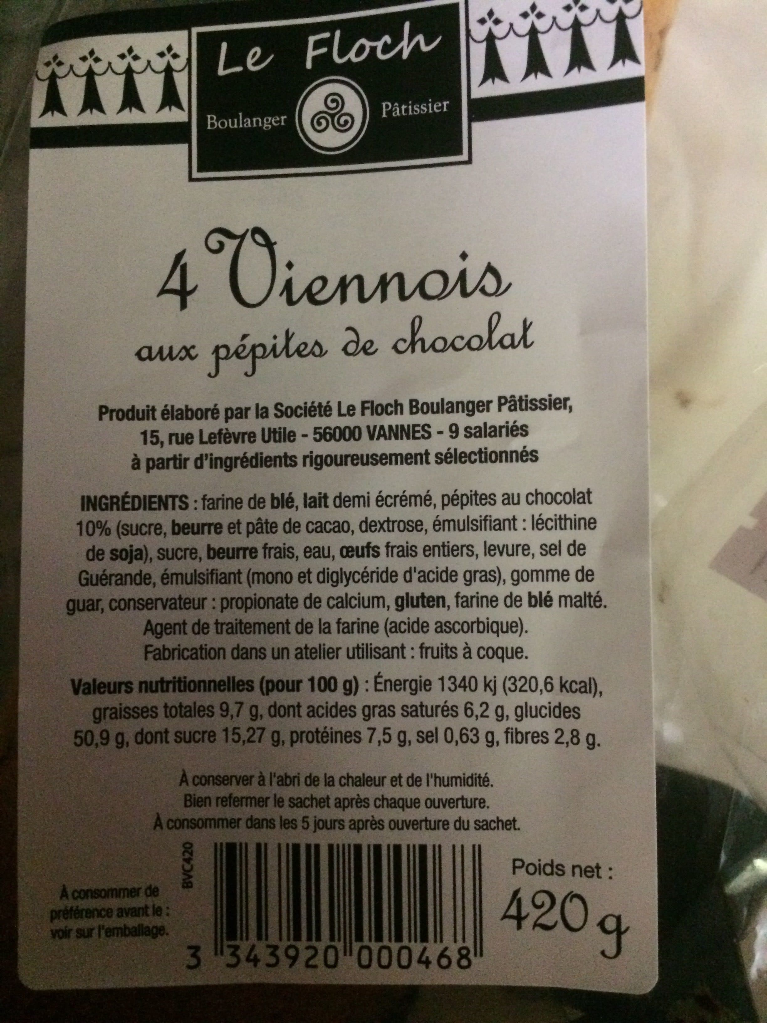 Le Floch Viennois Chocolat Pâtisserie De L'odet - Sachet De 4 - 420 gr packshot