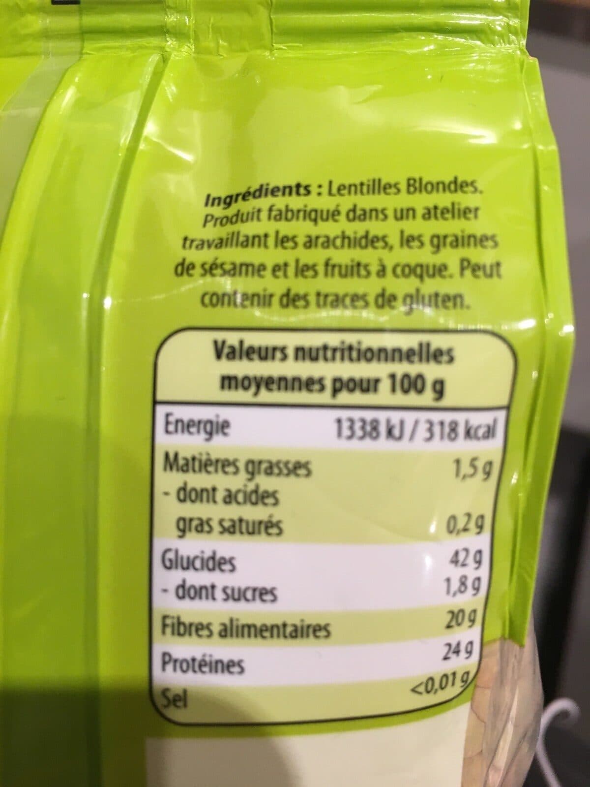 Open Food Facts Lentilles Blondes packshot
