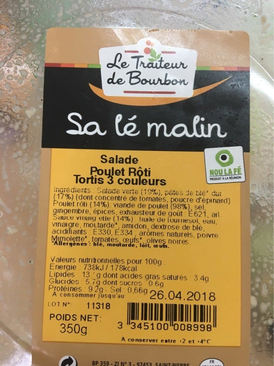 Open Food Facts Salade poulet roti tortis 3 couleurs packshot