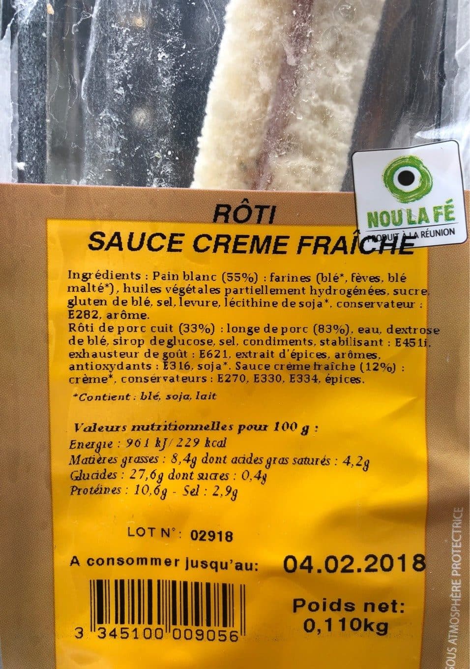 Le Traiteur Bourbon Sandwich roti creme fraiche packshot