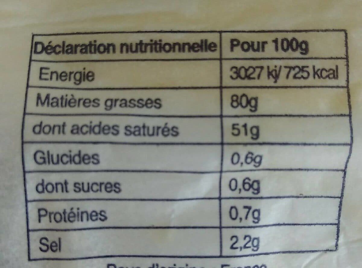 Open Food Facts Beurre packshot