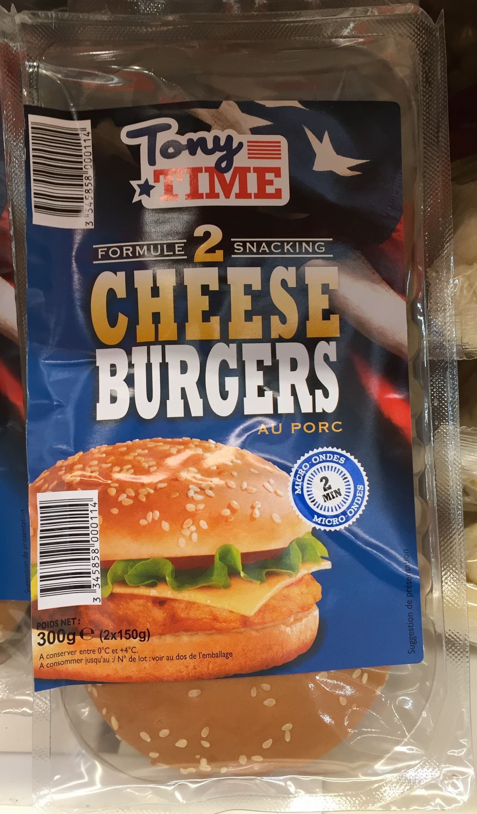 Tony Time 2 Cheese Burgers au porc packshot