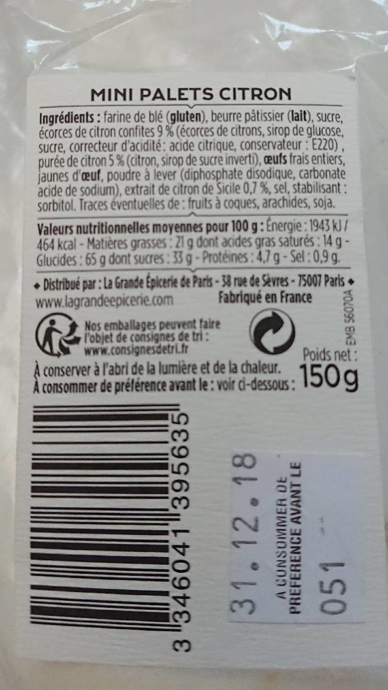 La Grande Epicerie De Paris Mini Palets Citron packshot