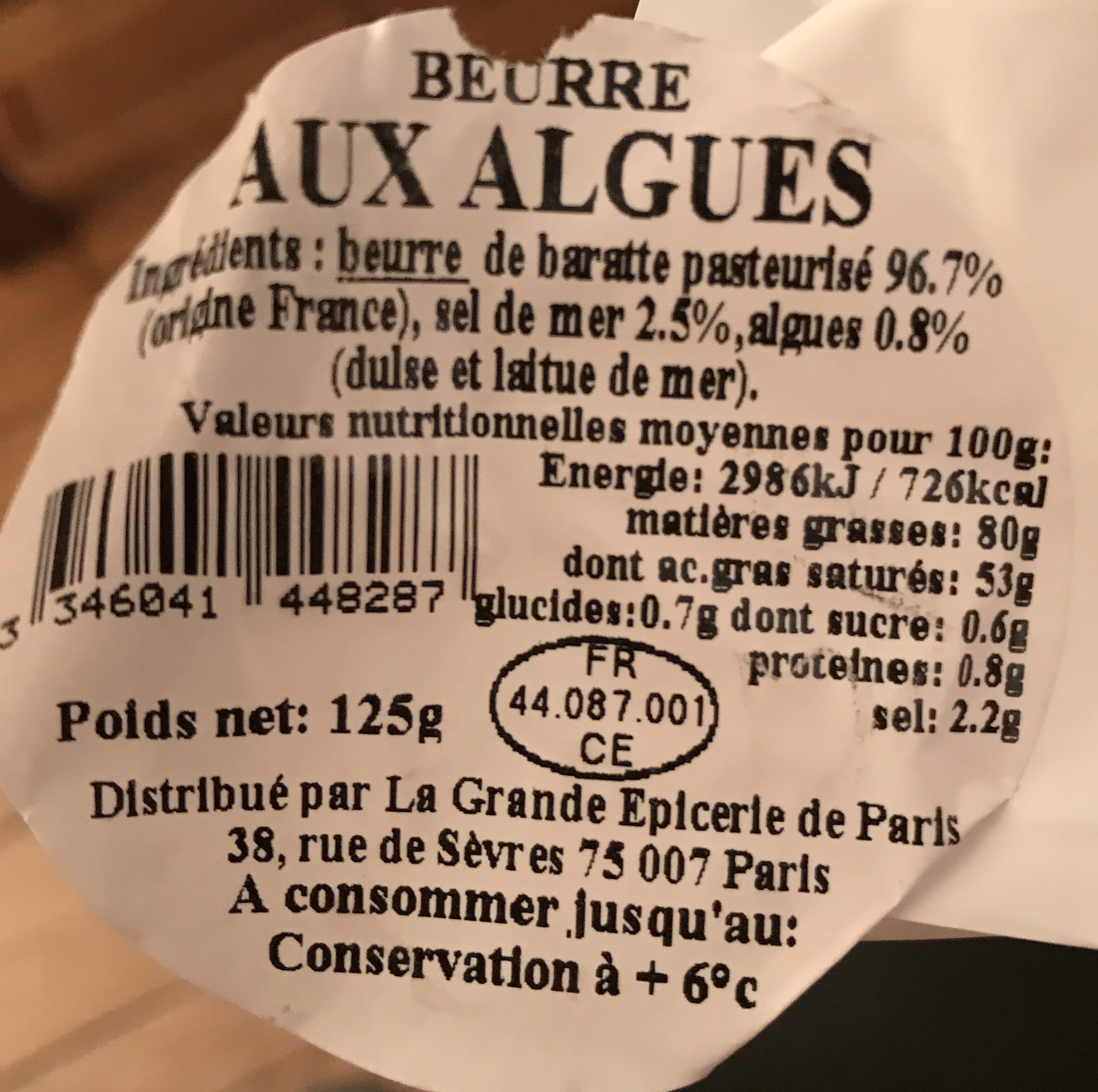 La Grande Epicerie De Paris Beurre Aux Algues packshot