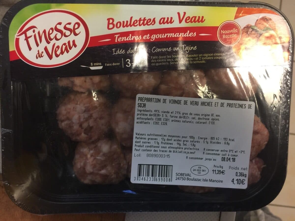 Open Food Facts Boulette Finesse de veau Veau nature UE packshot