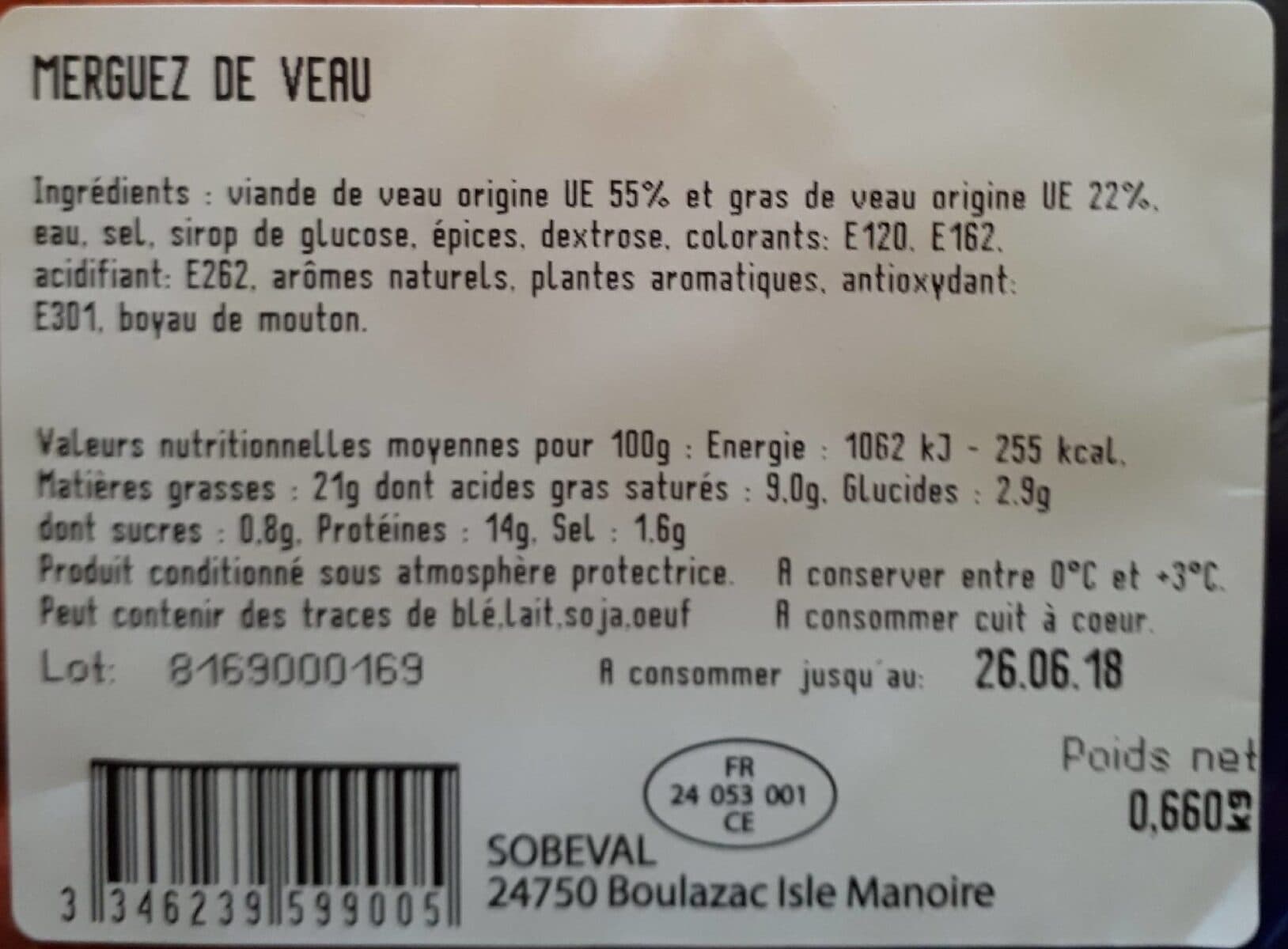 Open Food Facts Merguez de veau packshot
