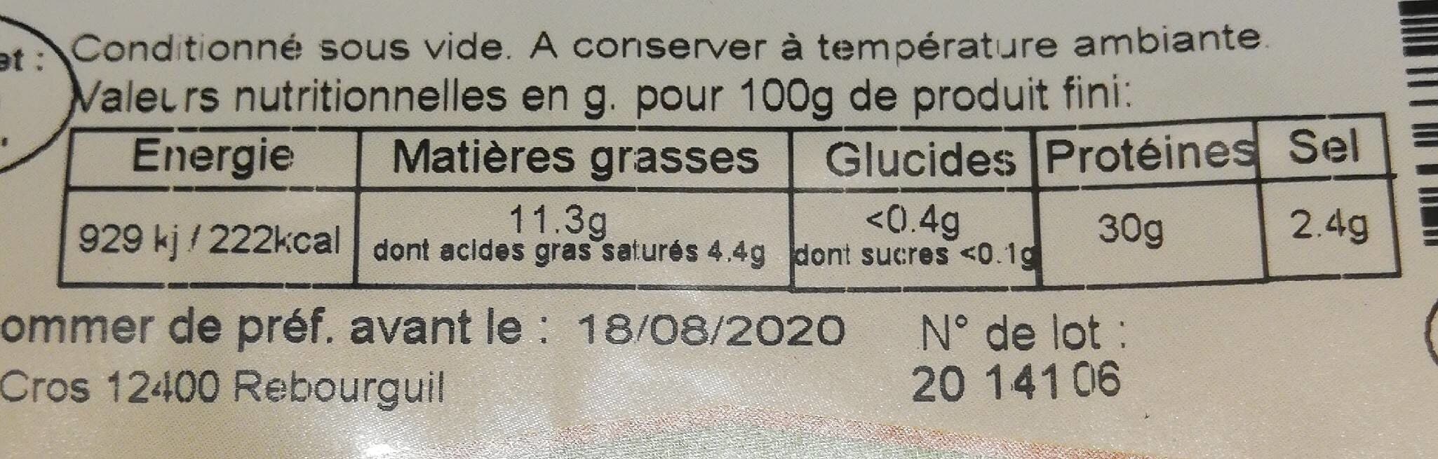 Open Food Facts Jambon sec de pays packshot