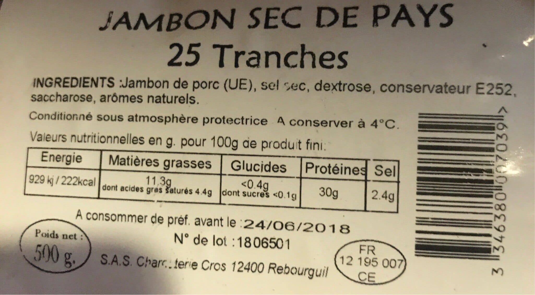 Open Food Facts Jambon sec 25 tranches packshot