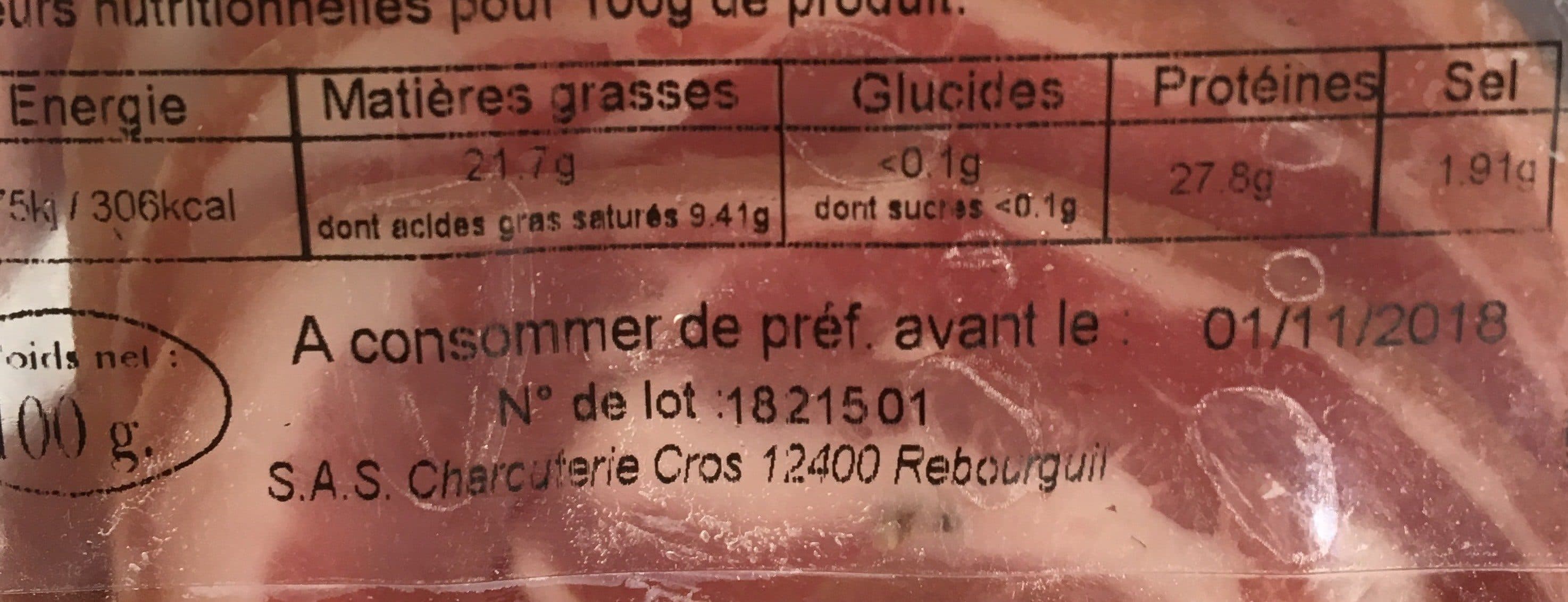 Open Food Facts PANCETTA SEL SEC packshot