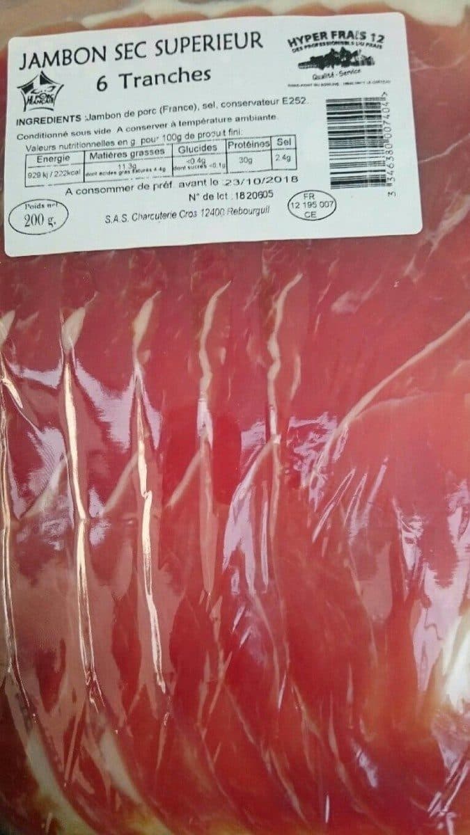 Open Food Facts Jambon sec supérieur packshot