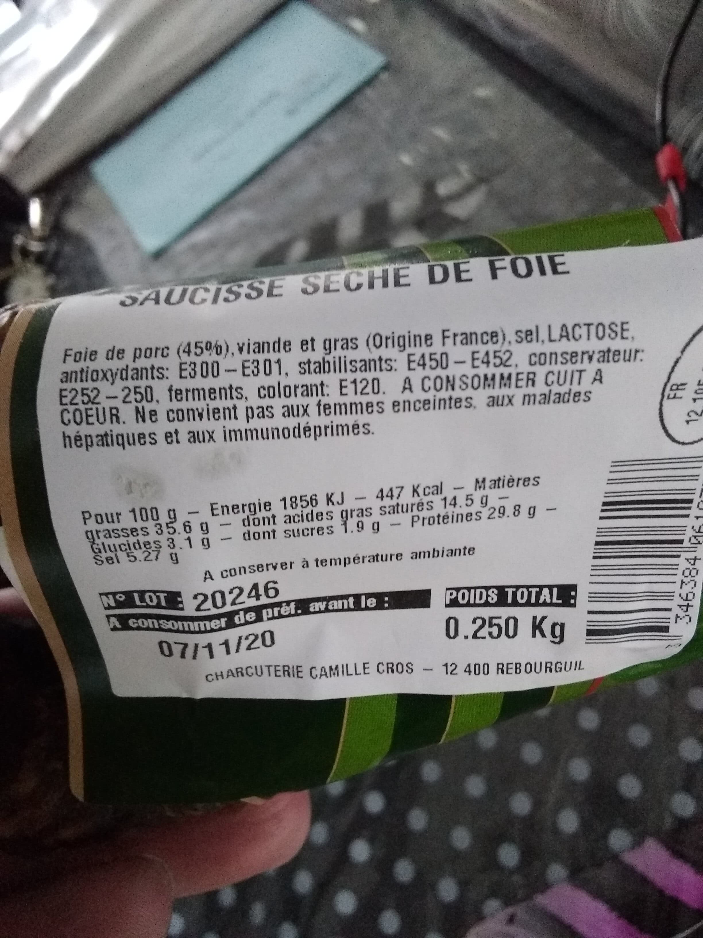 Salaisons Cros Saucisse de fois packshot