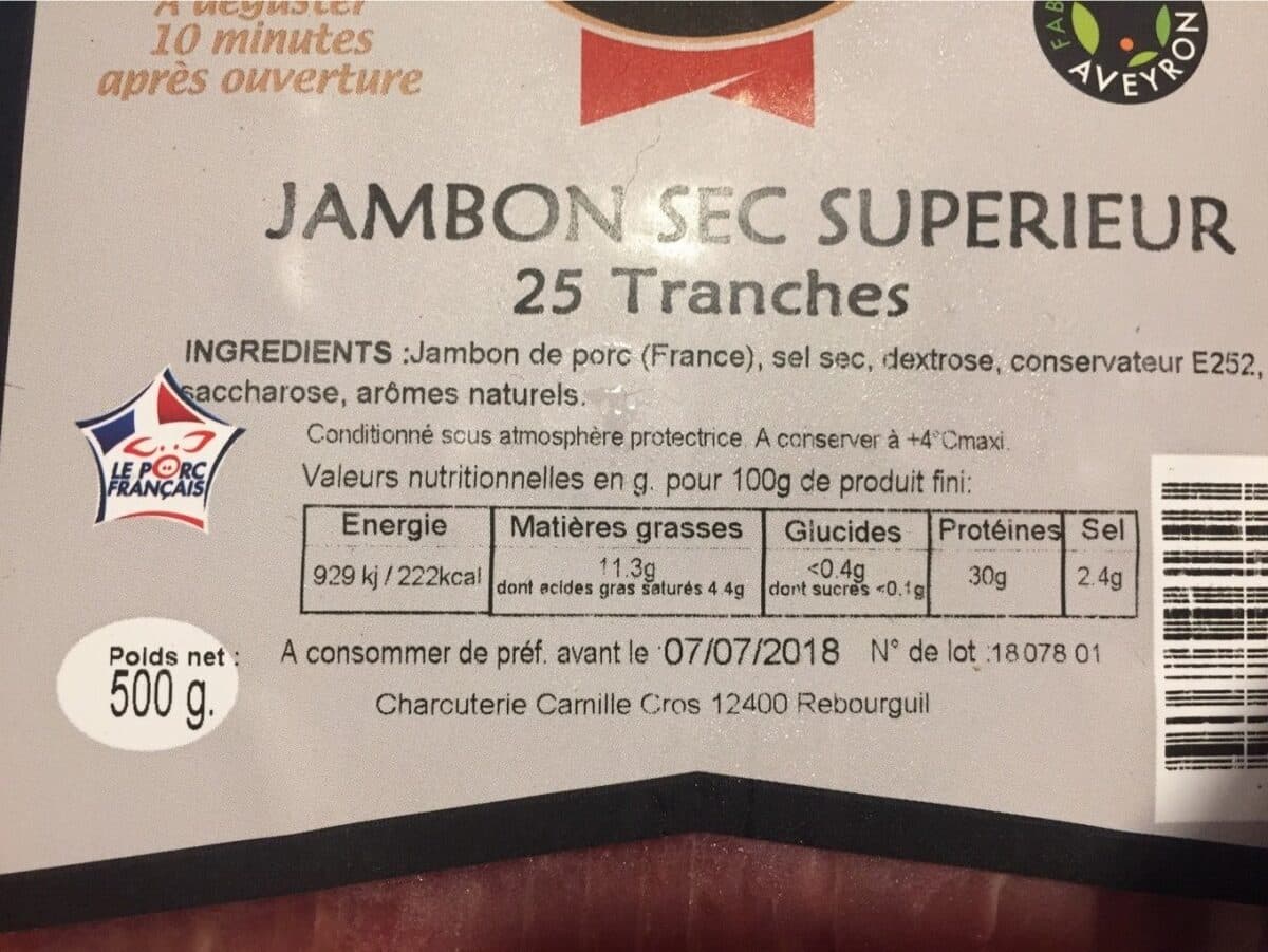 Open Food Facts Jambon sec superieur packshot