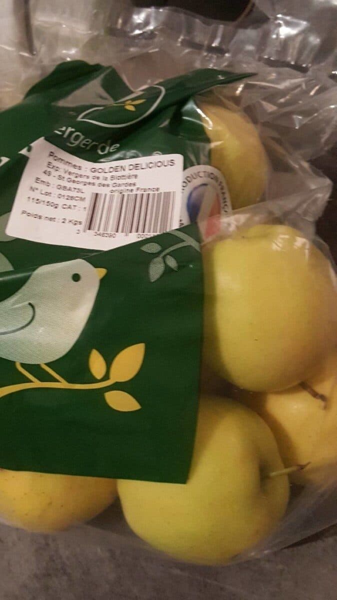 Le Verger de la Blottière Pommes Golden Delicious, calibre 115/150, catégorie 1, France packshot