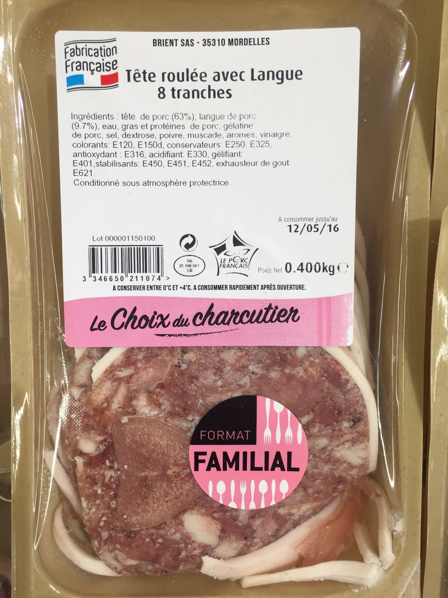 Le Choix du Charcutier Tête roulée avec langue packshot