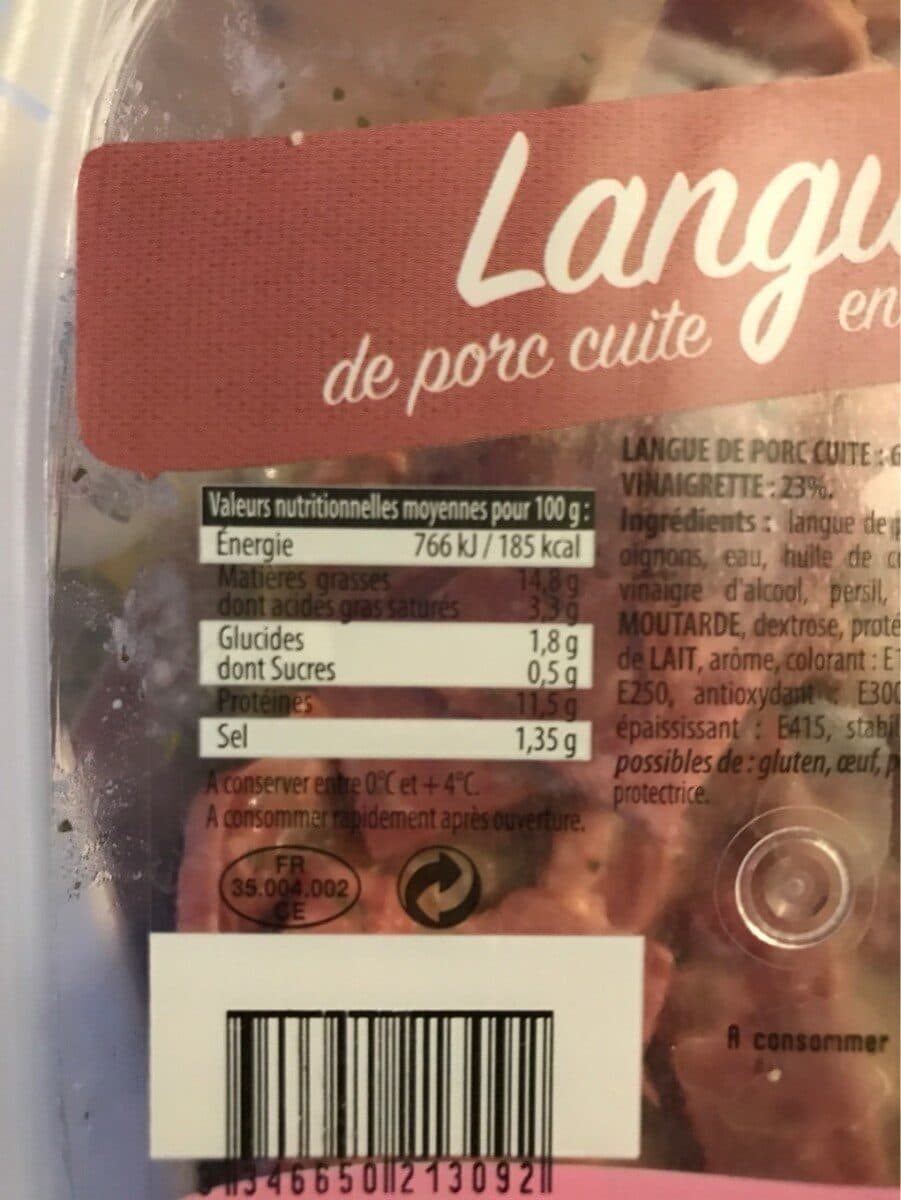 Open Food Facts Langue de porc cuite en vinaigrette packshot