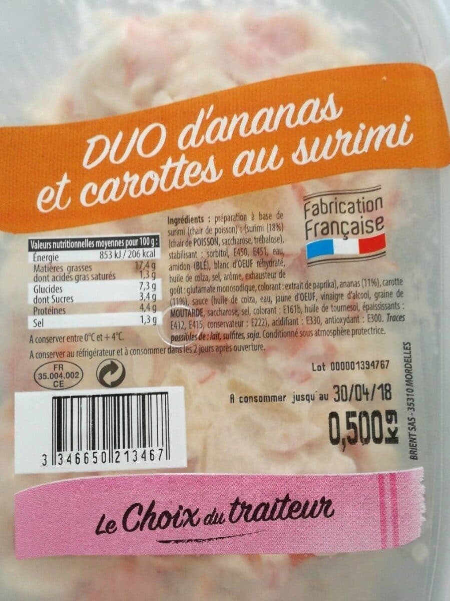 Brient Duo d'ananas et carottes au surimi packshot
