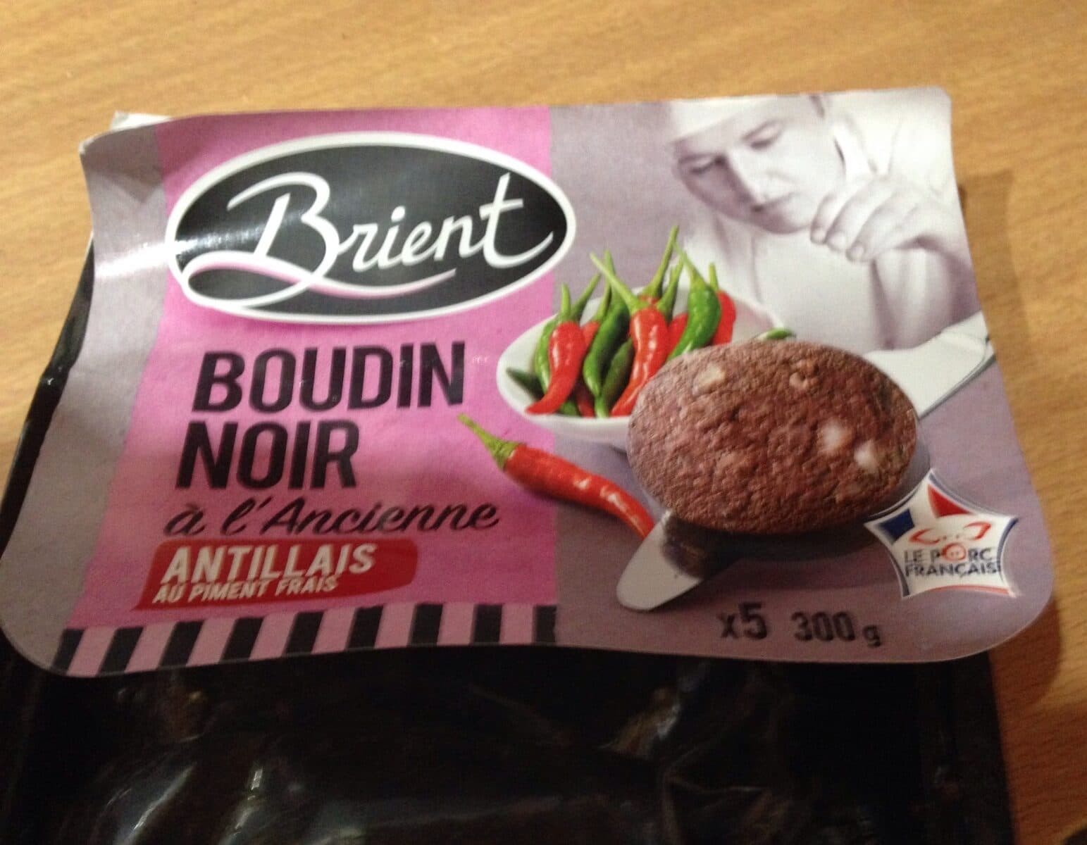 Brient Boudin noir antillais à l'ancienne le porc français BRIENT, x5 packshot