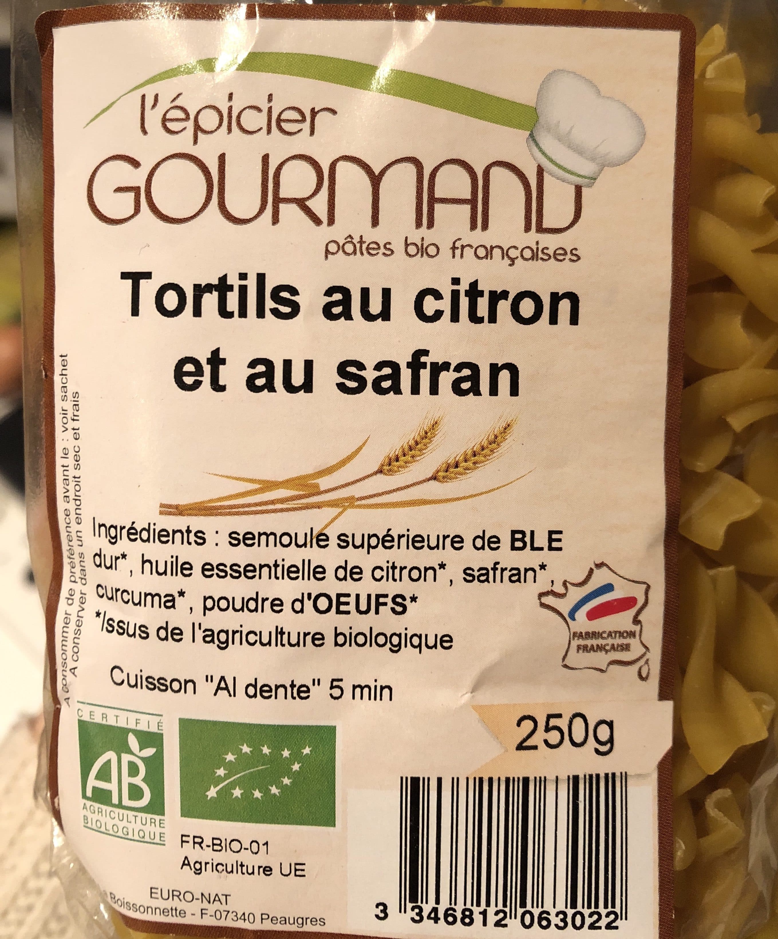 L'Épicier Gourmand Tortils au citron et au safran packshot